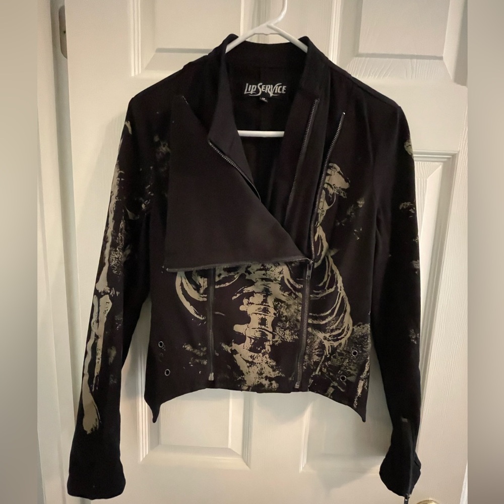 LIP SERVICE CLOTHING women's black zip up jacket Punk Rock Goth Size M EUC